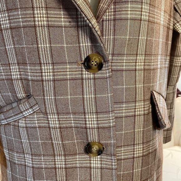 Plaid Oversized Brown Blazer Size Small - Picture 6 of 9